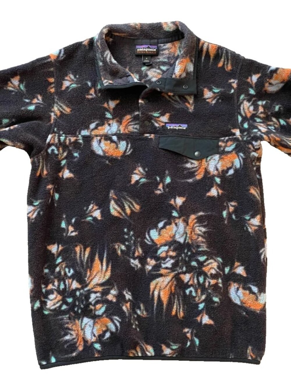 Patagonia Women's Small Synchilla Snap-T Fleece Pullover Floral Swirl Y2k